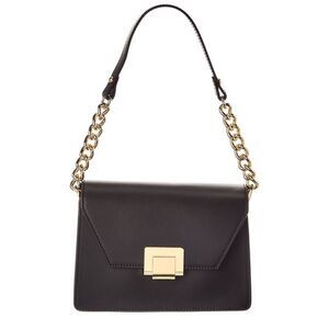 Italian Leather Chain Crossbody, Black